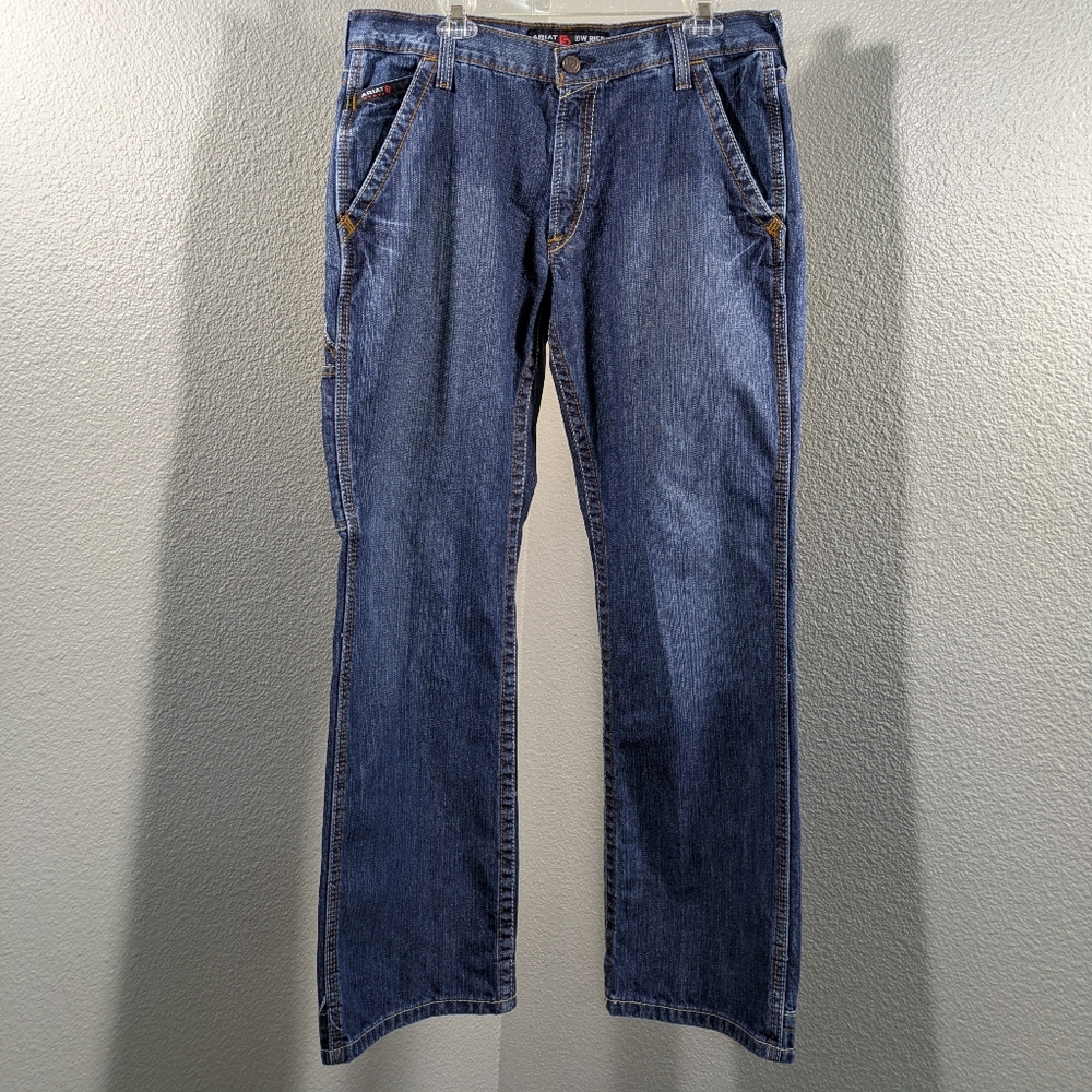 Ariat FR M4 Relaxed Workhorse Boot Cut Jean, 34 X 32, Flint Blue